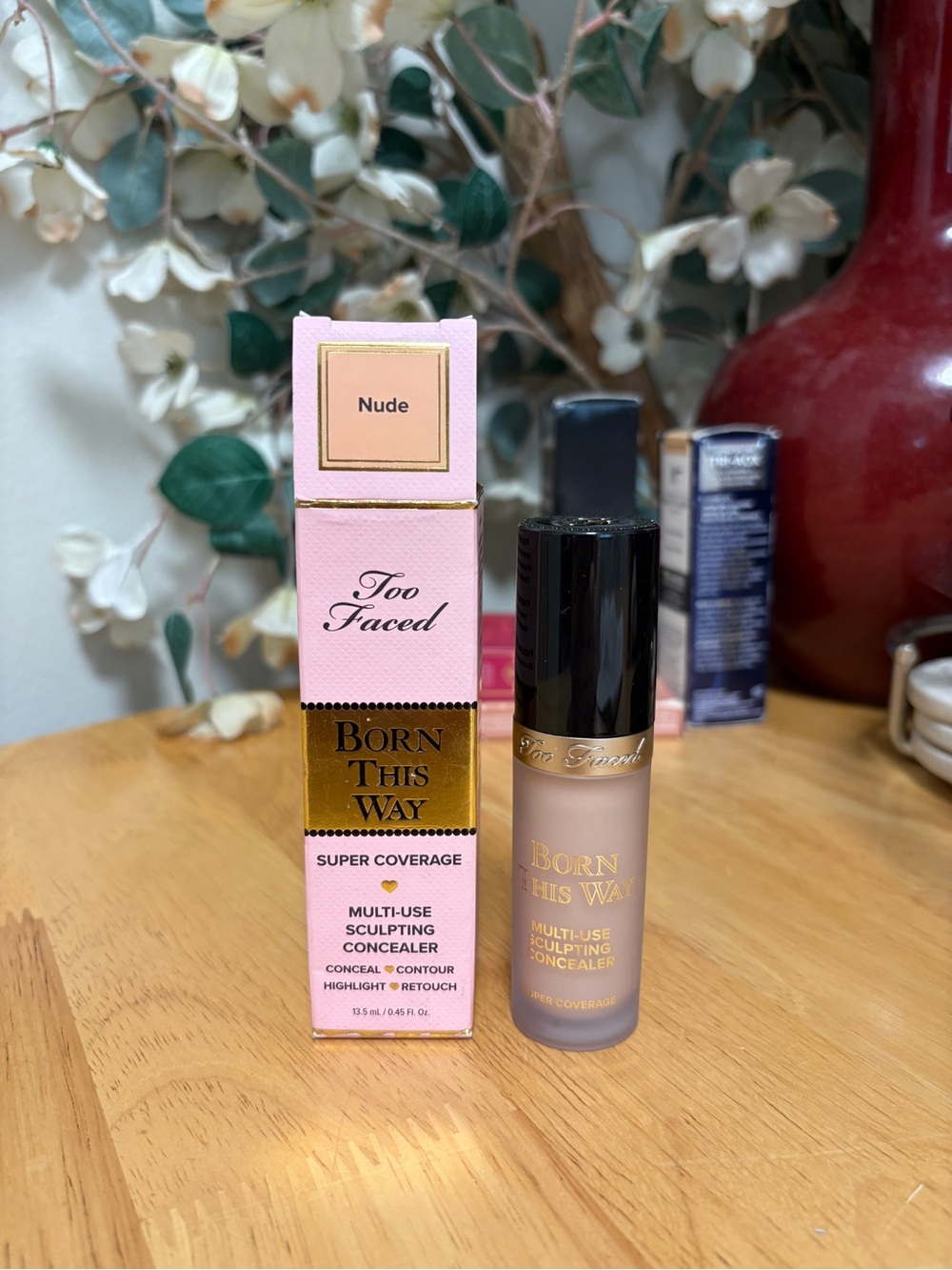 Too Faced ~ Born This Way ~ Super Coverage Multi-Use Concealer, NUDE,0.45oz,BNIB